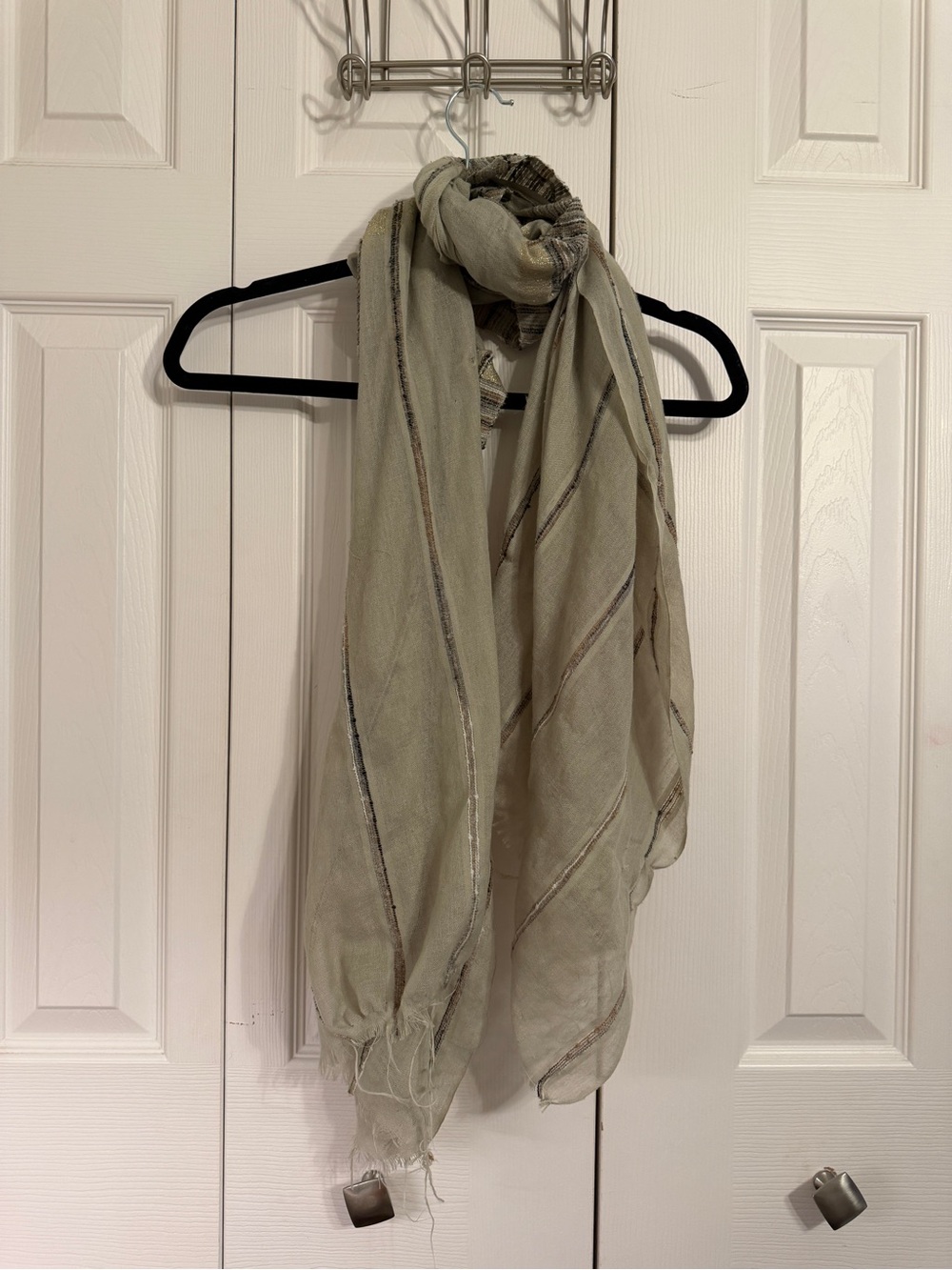 Collection Eighteen Sheer Metallic Scarf Neutral Striped Shimmer Wrap